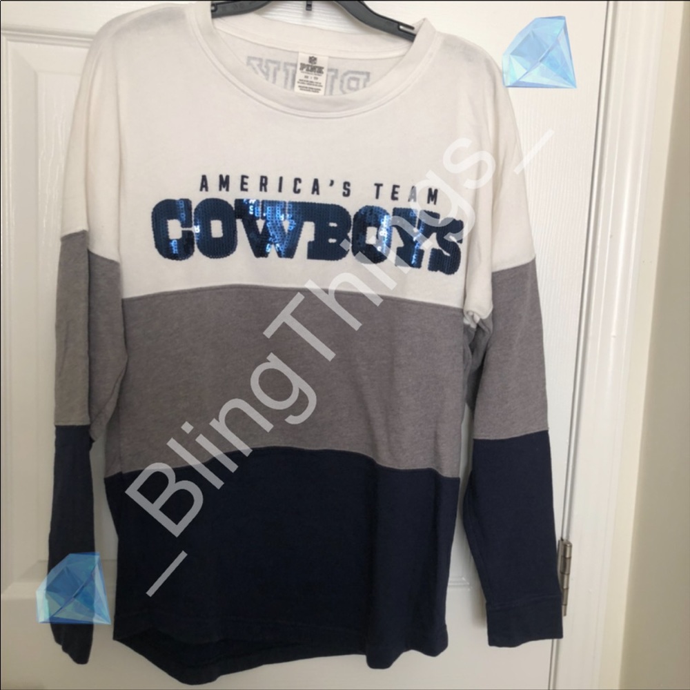 💎Rare VS PINK Cowboys Bling Colorblock Crew💎